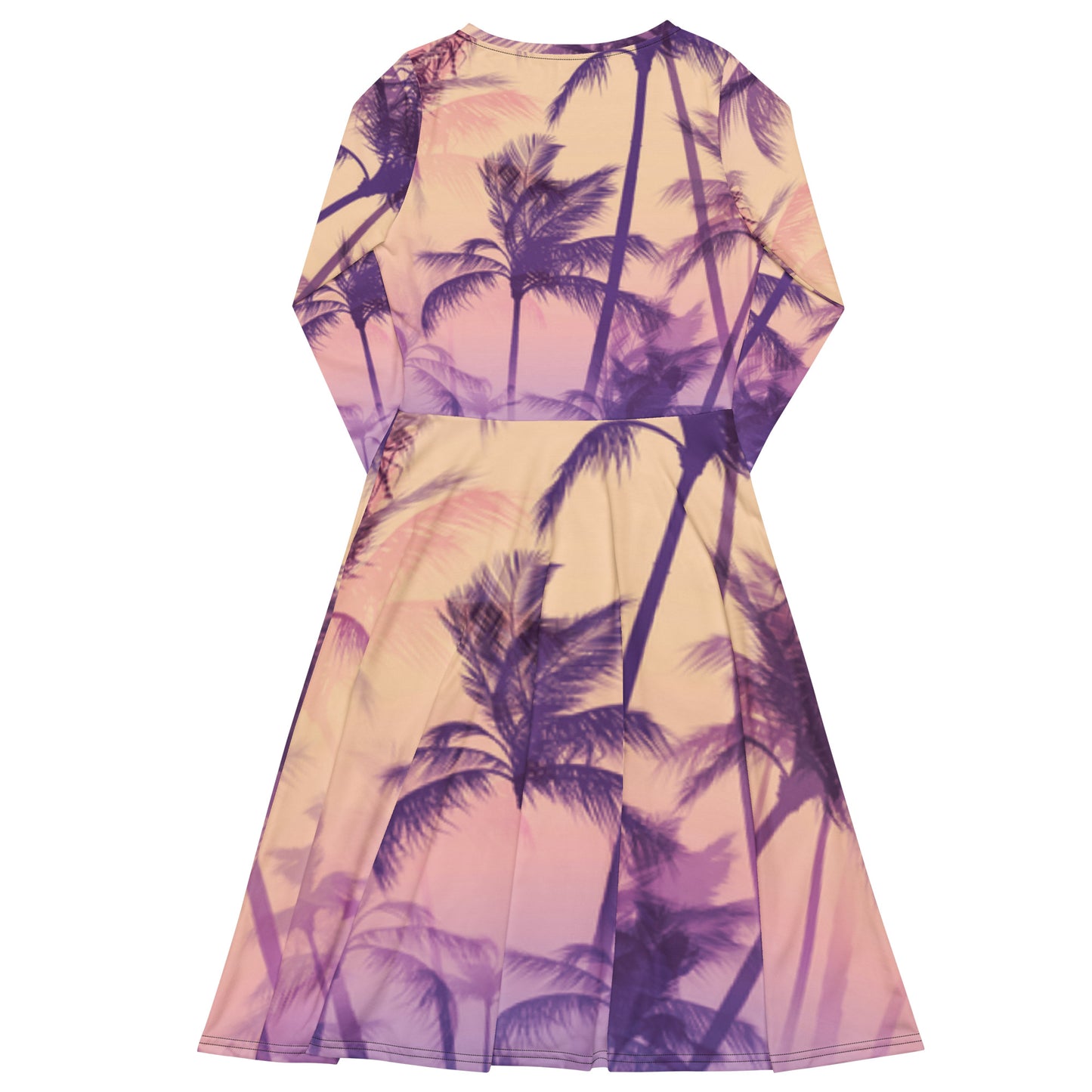 Paradise All-over print long sleeve midi dress