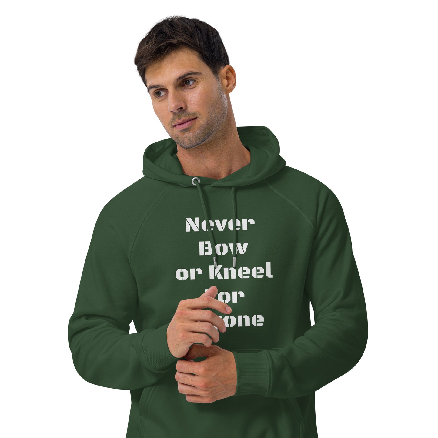 Never Bow Unisex eco raglan hoodie