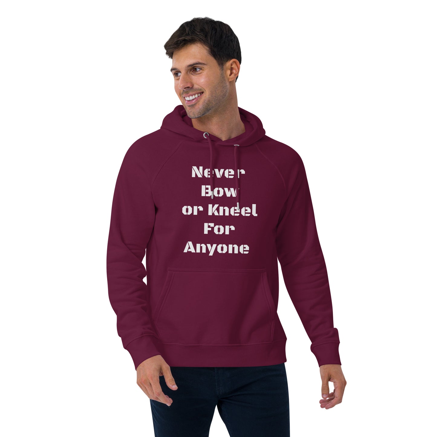 Never Bow Unisex eco raglan hoodie