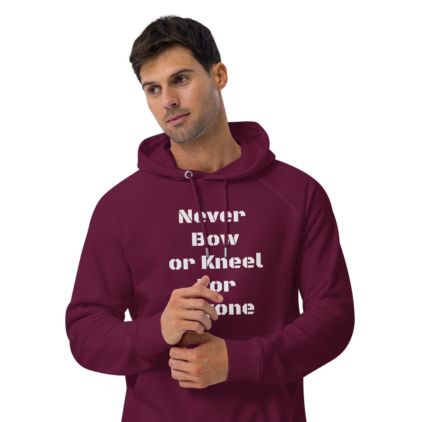 Never Bow Unisex eco raglan hoodie