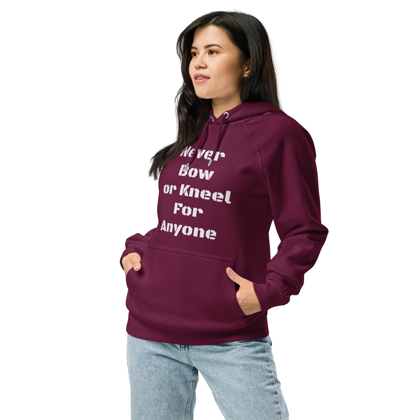 Never Bow Unisex eco raglan hoodie