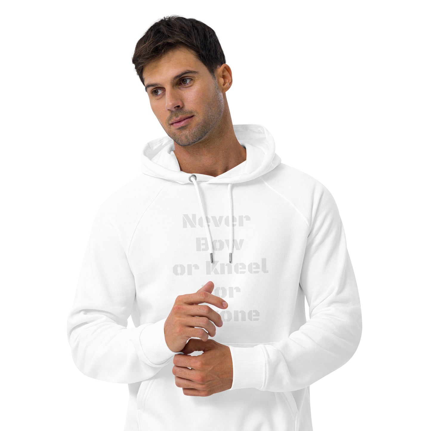 Never Bow Unisex eco raglan hoodie