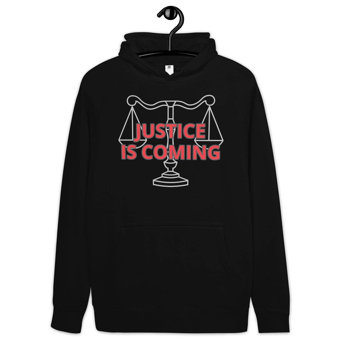 JUSTICE IS COMING Unisex kangaroo pocket hoodie