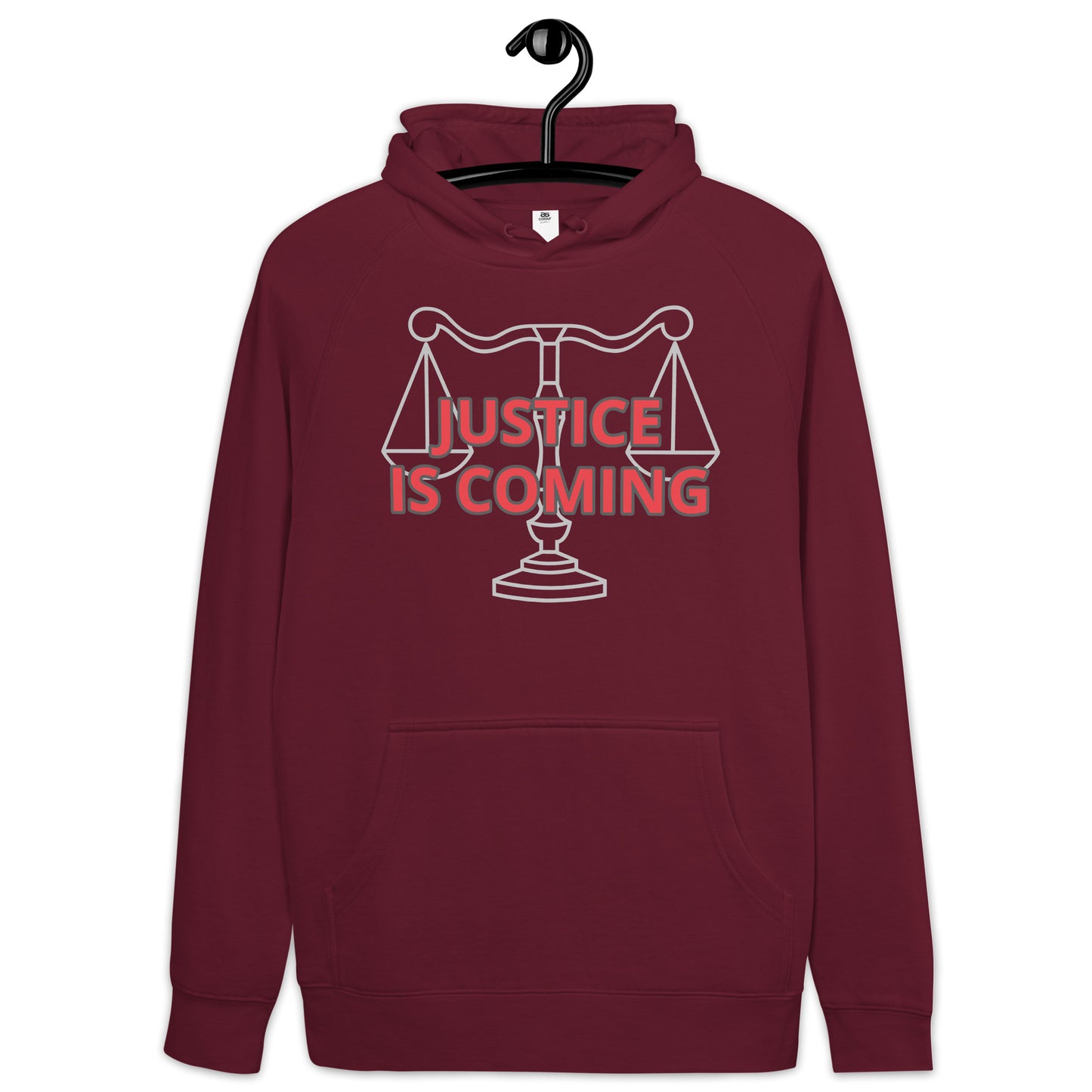 JUSTICE IS COMING Unisex kangaroo pocket hoodie