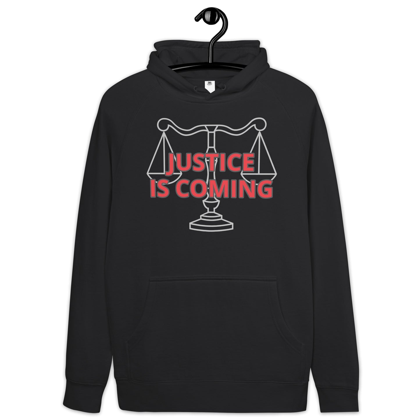 JUSTICE IS COMING Unisex kangaroo pocket hoodie