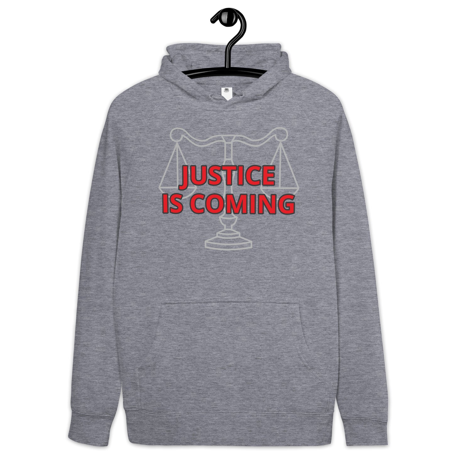JUSTICE IS COMING Unisex kangaroo pocket hoodie