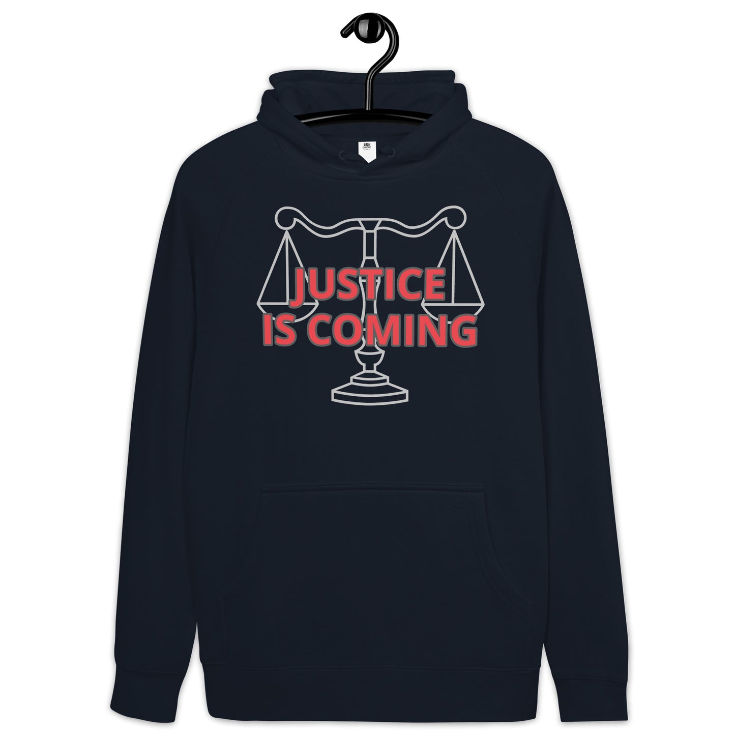 JUSTICE IS COMING Unisex kangaroo pocket hoodie